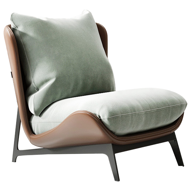 Кресло Maxwell Green Textile Leather Armchair Зеленый шалфей Коричневый Черный Кресло Maxwell Green Textile Leather Armchair Зеленый шалфей Коричневый Черный во Владивостоке | Loft Concept