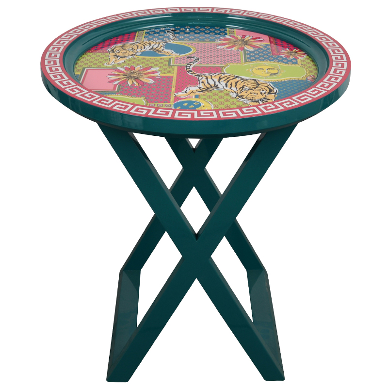 Приставной стол Tigers Painted Round Countertop Side Table Изумрудный Мульти Приставной стол Tigers Painted Round Countertop Side Table Изумрудный Мульти во Владивостоке | Loft Concept