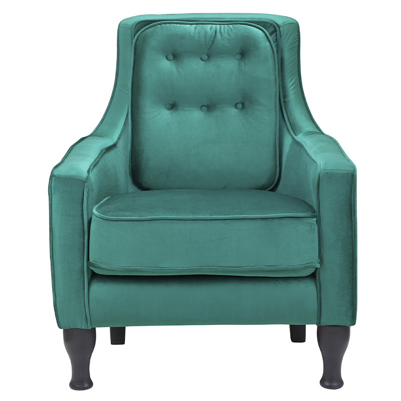 Кресло с мягкой обивкой из велюра на 4-х ножках из массива березы Scarlett Armchair green Изумрудный Черный Кресло с мягкой обивкой из велюра на 4-х ножках из массива березы Scarlett Armchair green Изумрудный Черный во Владивостоке | Loft Concept
