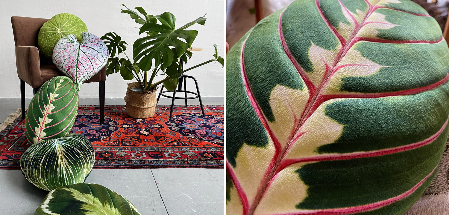 Декоративная подушка Botanical Cushion Maranta Trikolor - фото №1