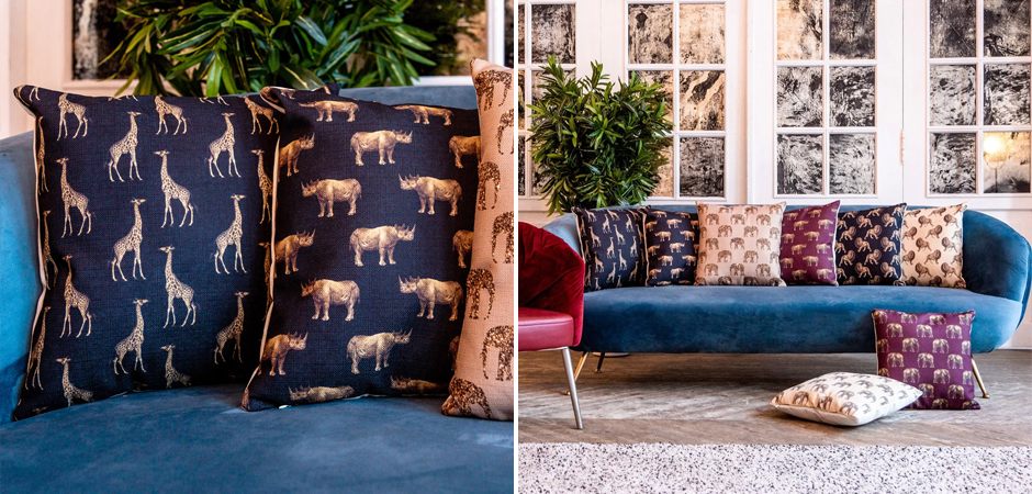 Декоративная подушка с узором из жирафов Home Safari Black - Loft-Concept во Владивостоке