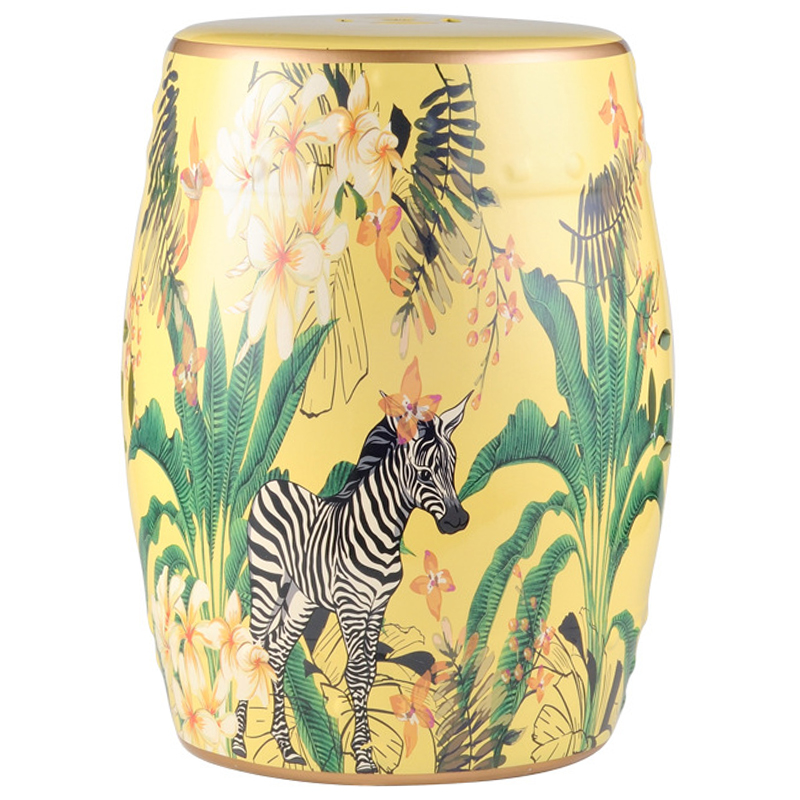 Керамический табурет Zebra Tropical Animal Ceramic Stool Yellow Желтый Черно-белый Зеленый во Владивостоке | Loft Concept 