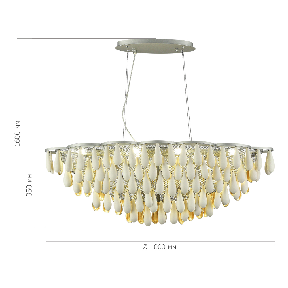 Люстра с подвесками в форме капель на серебристом каркасе Raindrop во Владивостоке