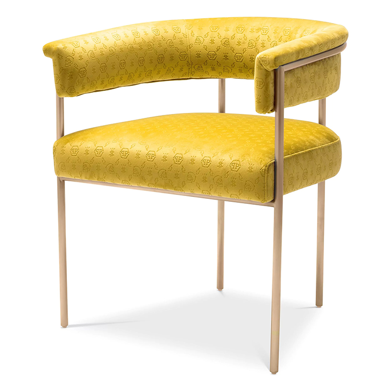 Стул Philipp Plein Dining Chair Monogram Жёлтый Желтый Золотой Стул Philipp Plein Dining Chair Monogram Жёлтый Желтый Золотой во Владивостоке | Loft Concept