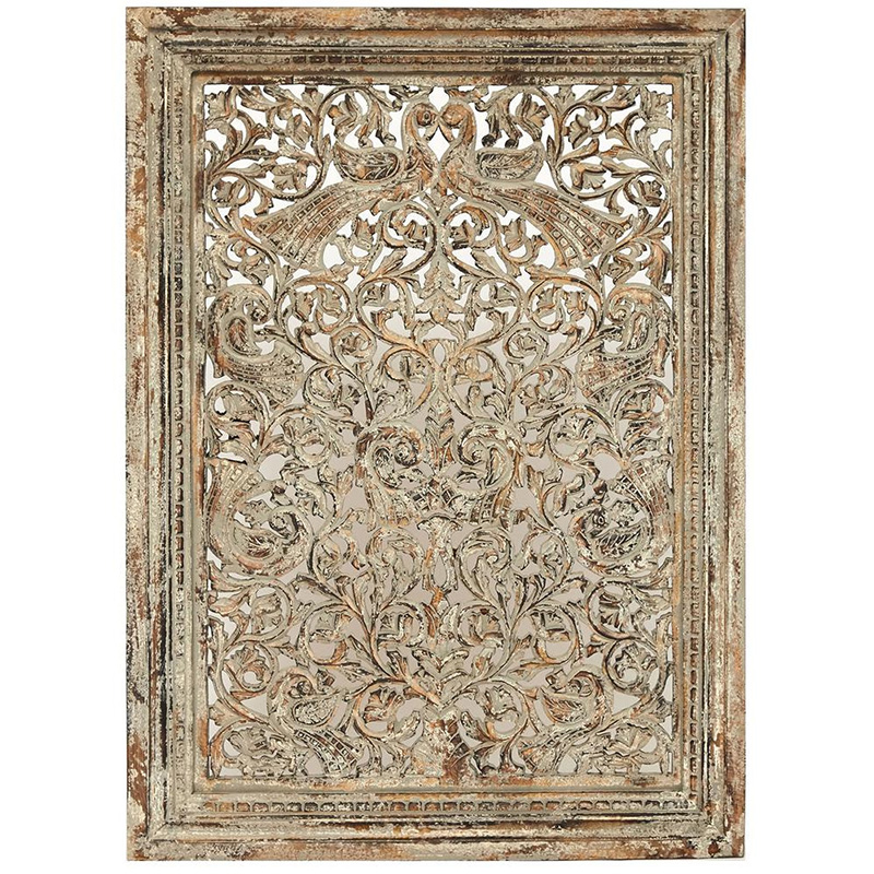 Настенный декор Wall Decor Mango Wood Carved Дерево Серый Настенный декор Wall Decor Mango Wood Carved Дерево Серый во Владивостоке | Loft Concept