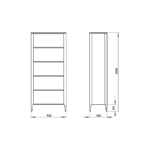 Стеллаж прямой темно-серый с открытыми полками Type  во Владивостоке