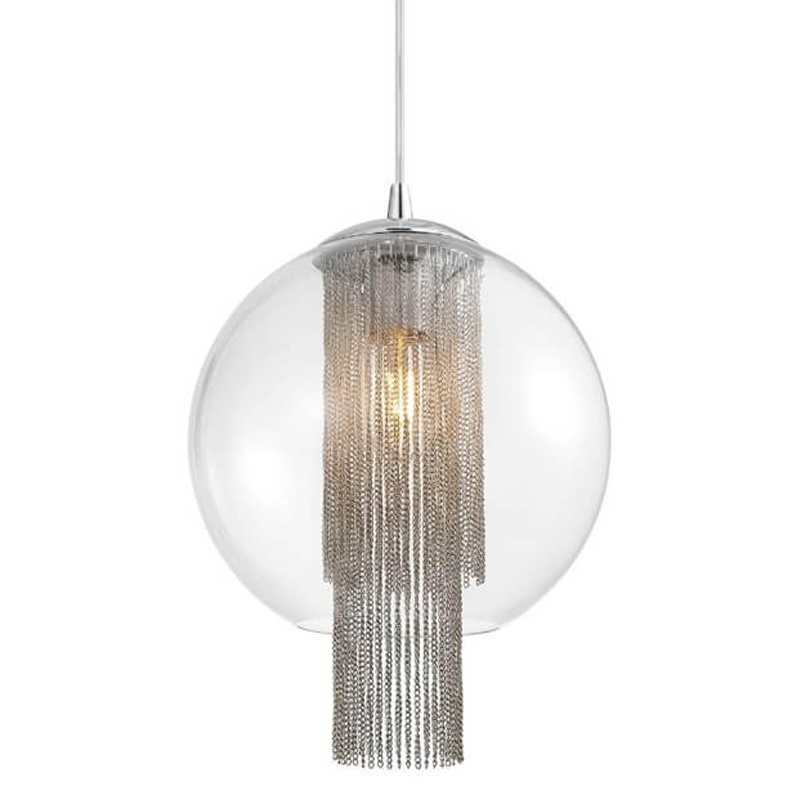 Подвесной светильник Cascade Chains Hanging lamp Прозрачное Стекло Хром Серебряный Подвесной светильник Cascade Chains Hanging lamp Прозрачное Стекло Хром Серебряный во Владивостоке | Loft Concept