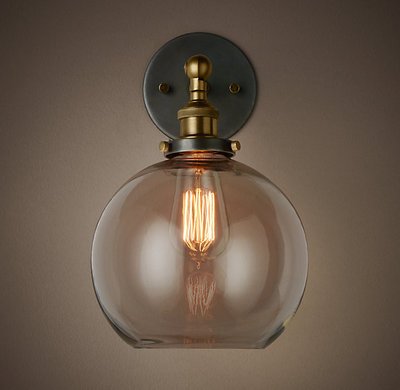Бра Loft Clear Glass Sphere Cloche Прозрачный Белый Черный Бра Loft Clear Glass Sphere Cloche Прозрачный Белый Черный во Владивостоке | Loft Concept