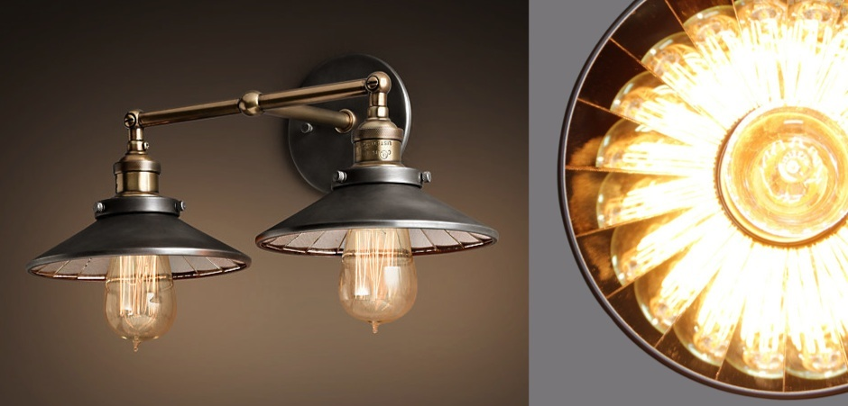 Бра Loft Cone 20th c.Factory filament Pendant Reflector Double Бра Loft Cone 20th c.Factory filament Pendant Reflector Double - Loft-Concept во Владивостоке