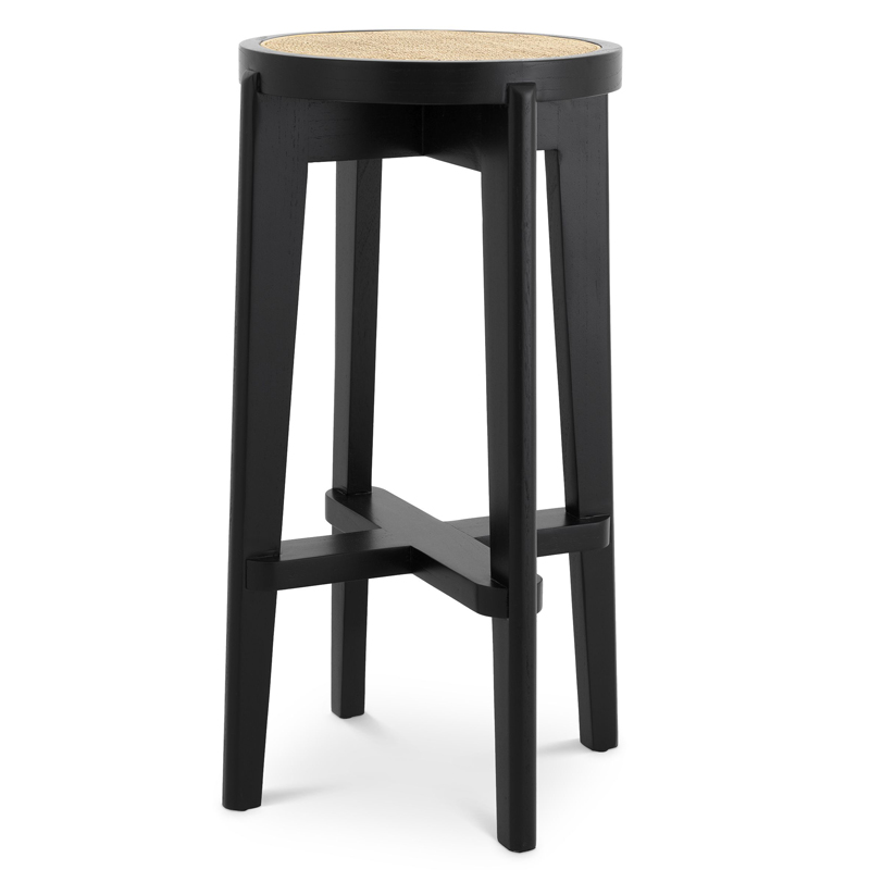 Барный стул Eichholtz Bar Stool Dareau black Бежевый Черный Барный стул Eichholtz Bar Stool Dareau black Бежевый Черный во Владивостоке | Loft Concept
