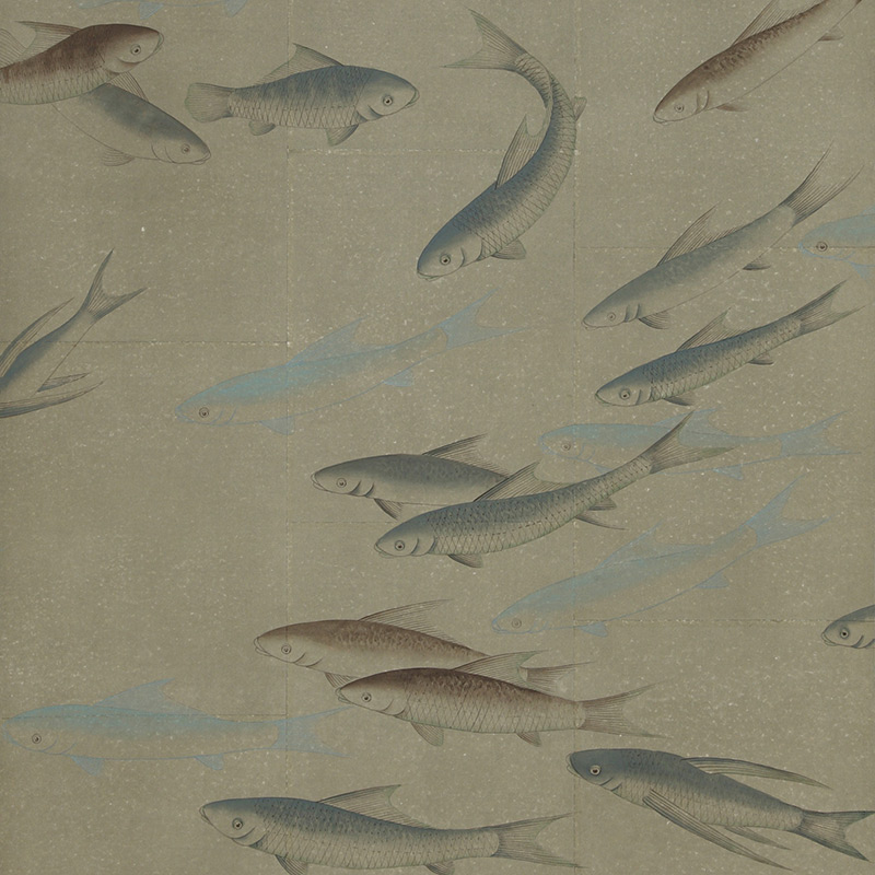 Обои ручная роспись Fishes Special Colourway on Lead Grey India tea paper Обои ручная роспись Fishes Special Colourway on Lead Grey India tea paper во Владивостоке | Loft Concept