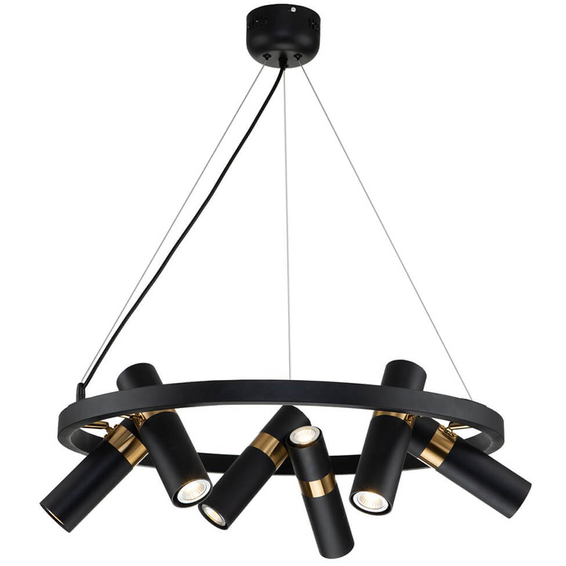 Люстра Rickon Chandelier Spot 12 Черный Золотой Люстра Rickon Chandelier Spot 12 Черный Золотой во Владивостоке | Loft Concept