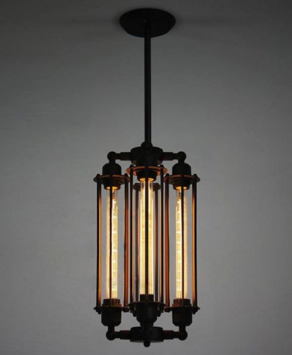 Подвесной светильник Loft Industrial Edison Cage Vertical Quatro Черный Подвесной светильник Loft Industrial Edison Cage Vertical Quatro Черный во Владивостоке | Loft Concept
