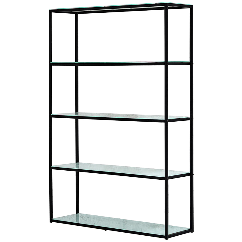 Стеллаж металлический со стеклянными полками Hebert Marble Glass Rack Черный Белый Стеллаж металлический со стеклянными полками Hebert Marble Glass Rack Черный Белый во Владивостоке | Loft Concept
