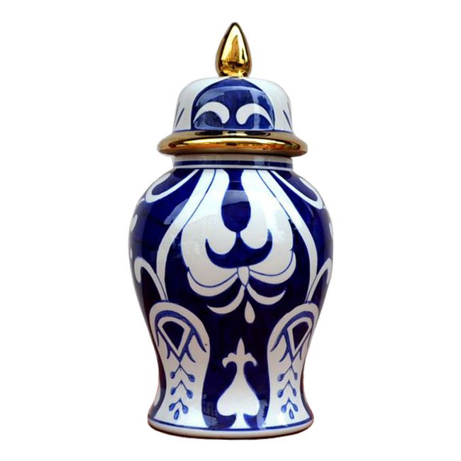 Китайская чайная ваза с крышкой Blue Pattern Белый Темно-синий Китайская чайная ваза с крышкой Blue Pattern Белый Темно-синий во Владивостоке | Loft Concept