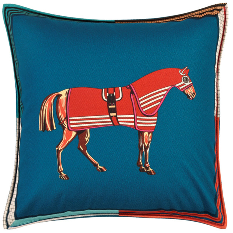 Декоративная подушка Hermes Horse 41 Синий Красный Мульти Декоративная подушка Hermes Horse 41 Синий Красный Мульти во Владивостоке | Loft Concept