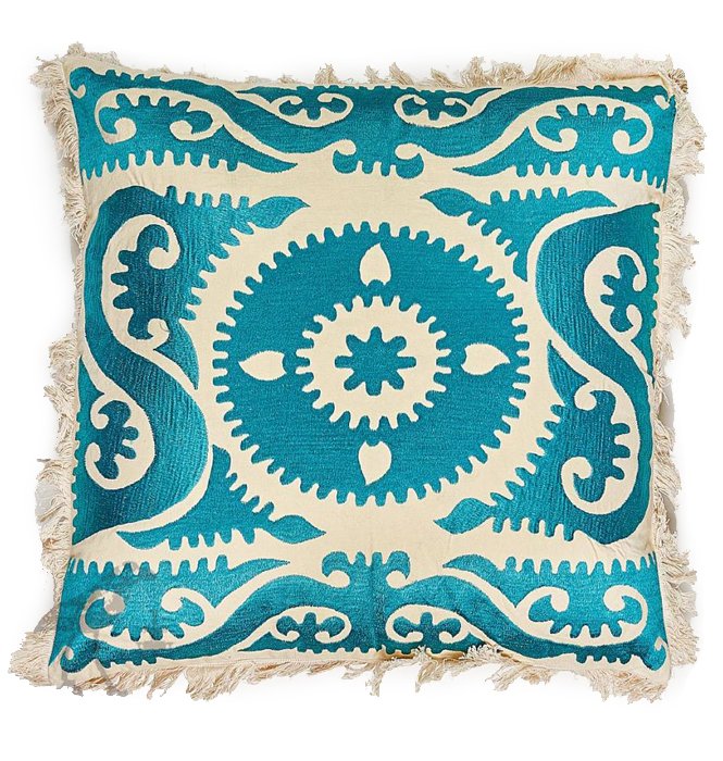 Подушка Turquoise Ornament Бирюзовый Белый Подушка Turquoise Ornament Бирюзовый Белый во Владивостоке | Loft Concept