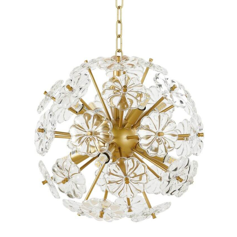 Люстра Glass Flowers Sputnik Chandelier D 32 матовое золото Прозрачное Стекло Люстра Glass Flowers Sputnik Chandelier D 32 матовое золото Прозрачное Стекло во Владивостоке | Loft Concept
