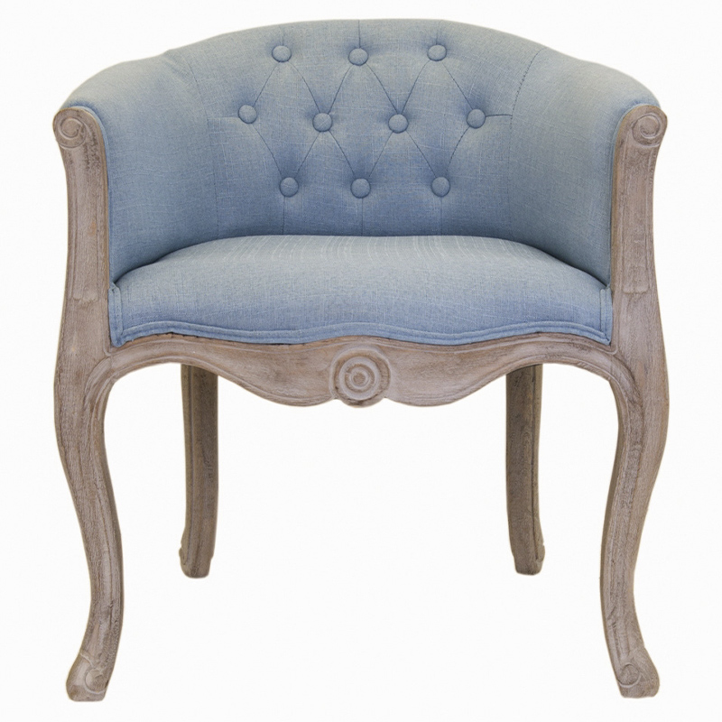 Кресло низкое в стиле прованс Louis French Armchair light blue flax Светло-голубой Бежево-серый Кресло низкое в стиле прованс Louis French Armchair light blue flax Светло-голубой Бежево-серый во Владивостоке | Loft Concept