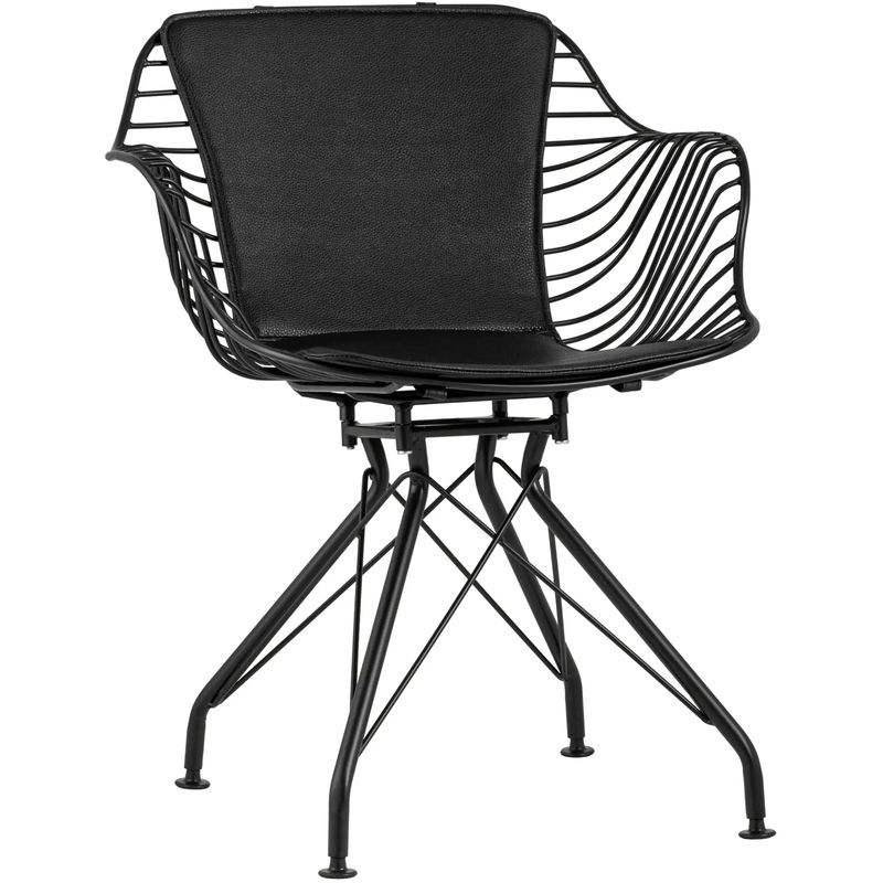 Стул Bertoia с подлокотником Chair Black metal Черный во Владивостоке | Loft Concept 