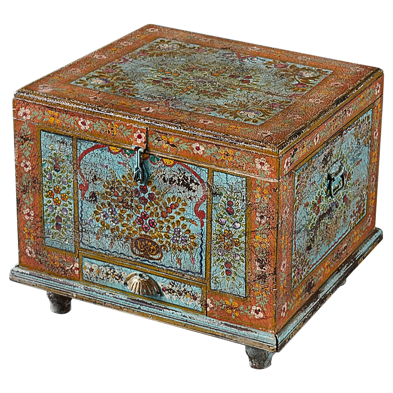 Сундук ручная роспись Harsh Antique Indian Painted Chest Мульти Бирюзовый Оранжевый Сундук ручная роспись Harsh Antique Indian Painted Chest Мульти Бирюзовый Оранжевый во Владивостоке | Loft Concept