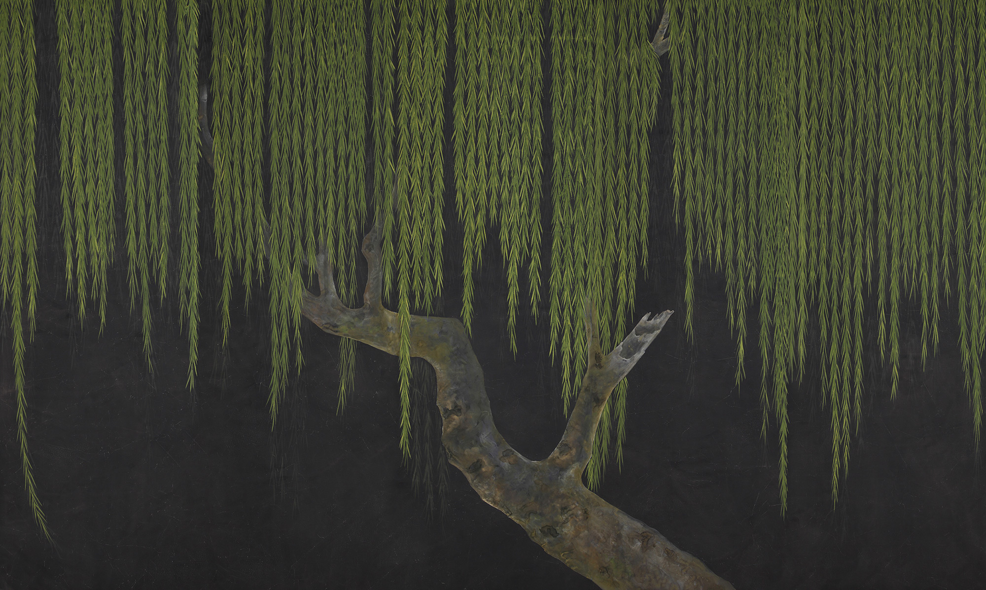 Обои ручная роспись Willow Original colourway on Edo Night painted silk Обои ручная роспись Willow Original colourway on Edo Night painted silk - постер Loft-Concept во Владивостоке