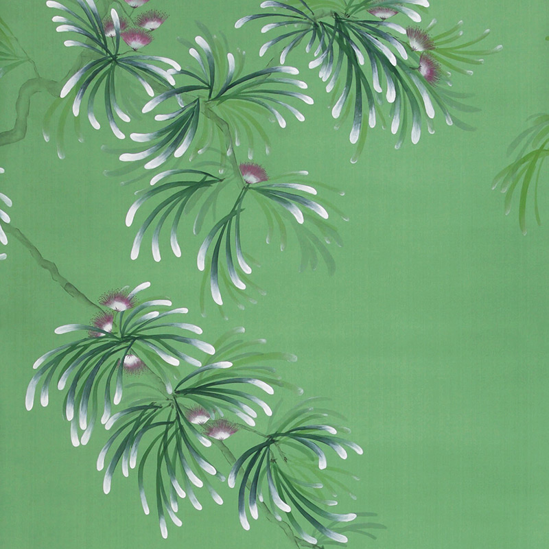 Обои ручная роспись Silk Tree Colourway SC-92 on Emerald Green dyed silk Обои ручная роспись Silk Tree Colourway SC-92 on Emerald Green dyed silk во Владивостоке | Loft Concept