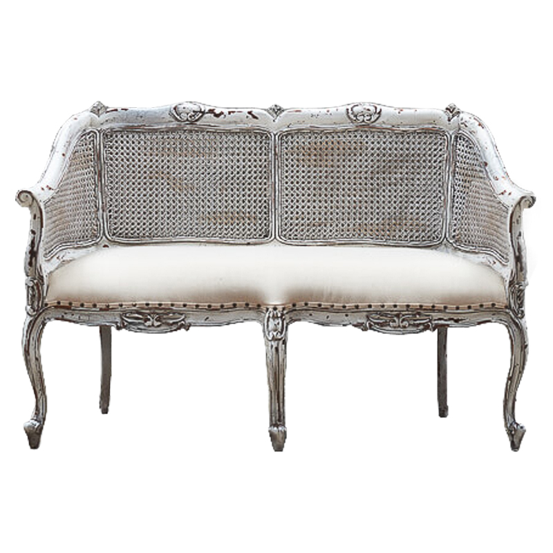 Диван Maria Antoinette Wicker Sofa Бежевый Белый винтажная патина Диван Maria Antoinette Wicker Sofa Бежевый Белый винтажная патина во Владивостоке | Loft Concept