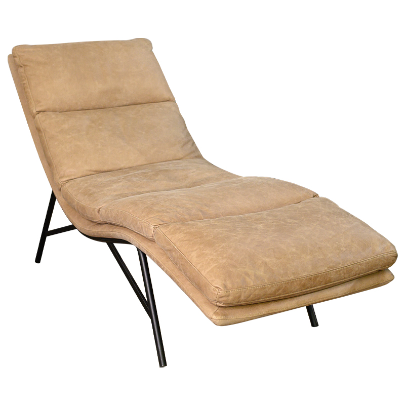 Кушетка Aimeric Leather Chaise Longue Бежевый Черный Кушетка Aimeric Leather Chaise Longue Бежевый Черный во Владивостоке | Loft Concept