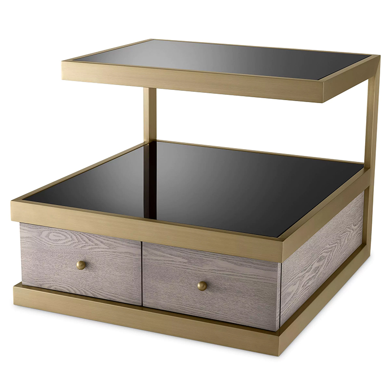 Приставной стол Eichholtz Side Table Kuboa Латунь Черный Gray oak Серый Дуб Приставной стол Eichholtz Side Table Kuboa Латунь Черный Gray oak Серый Дуб во Владивостоке | Loft Concept
