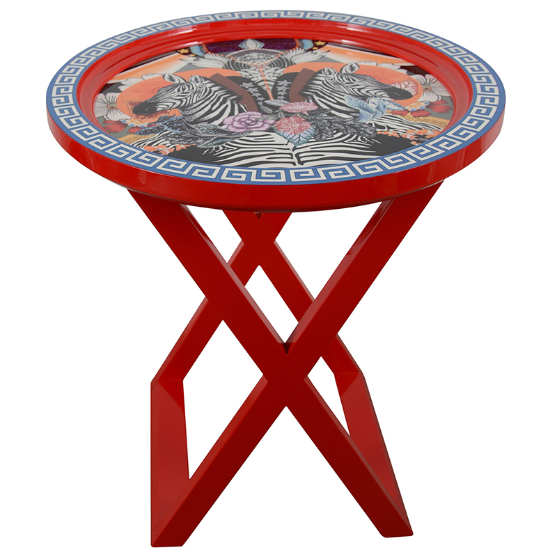 Приставной стол Zebras Painted Round Countertop Side Table Мульти Красный Приставной стол Zebras Painted Round Countertop Side Table Мульти Красный во Владивостоке | Loft Concept
