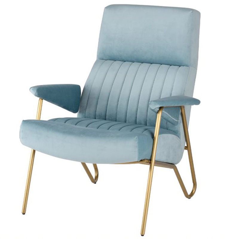 Кресло Solonar light blue Голубой Золотой Кресло Solonar light blue Голубой Золотой во Владивостоке | Loft Concept