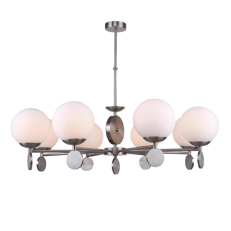 Люстра Kyran Nickel Chandelier 8 Никель Белый Люстра Kyran Nickel Chandelier 8 Никель Белый во Владивостоке | Loft Concept