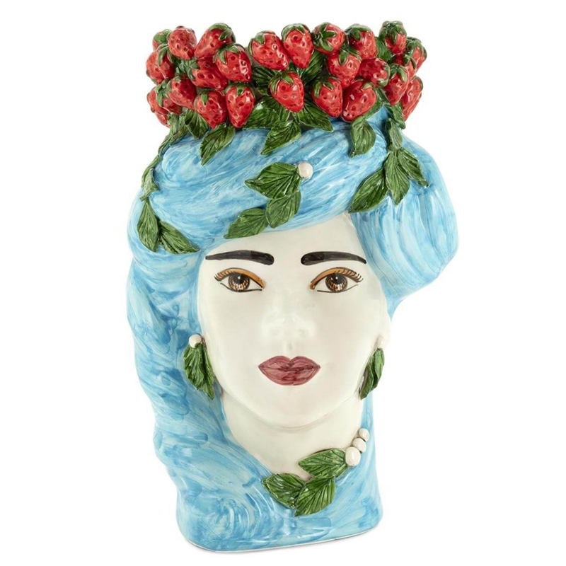 Ваза VASE STRAWBERRIES HEAD LADY BIG Blue Красный Голубой Ваза VASE STRAWBERRIES HEAD LADY BIG Blue Красный Голубой во Владивостоке | Loft Concept