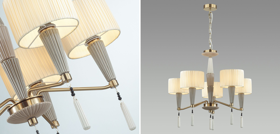 Люстра с тканевыми абажурами Nude Color Люстра с тканевыми абажурами Nude Color - Loft-Concept во Владивостоке