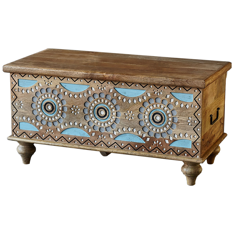 Сундук резной Mitra Carved Wood Chest Голубой Коричневый Белый Сундук резной Mitra Carved Wood Chest Голубой Коричневый Белый во Владивостоке | Loft Concept