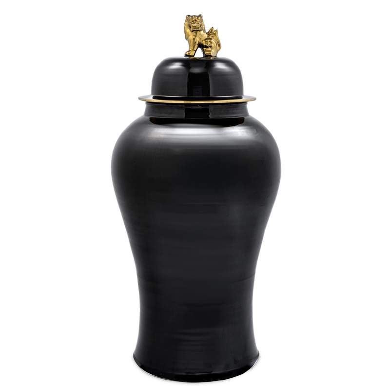 Ваза с крышкой Eichholtz Vase Golden Dragon L Черный Глянцевое золото Ваза с крышкой Eichholtz Vase Golden Dragon L Черный Глянцевое золото во Владивостоке | Loft Concept