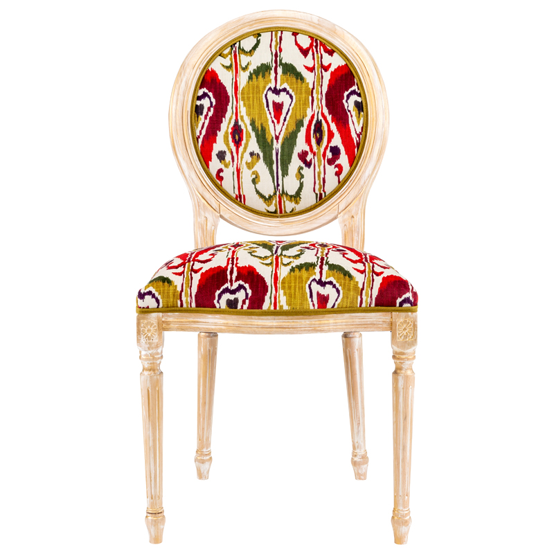 Стул Ikat Pattern Красно-белый Мульти Бежевый Стул Ikat Pattern Красно-белый Мульти Бежевый во Владивостоке | Loft Concept