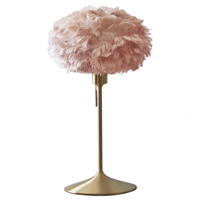 Настольная лампа из перьев Plumage Pink Розовый пастельный Белый Латунь Настольная лампа из перьев Plumage Pink Розовый пастельный Белый Латунь во Владивостоке | Loft Concept