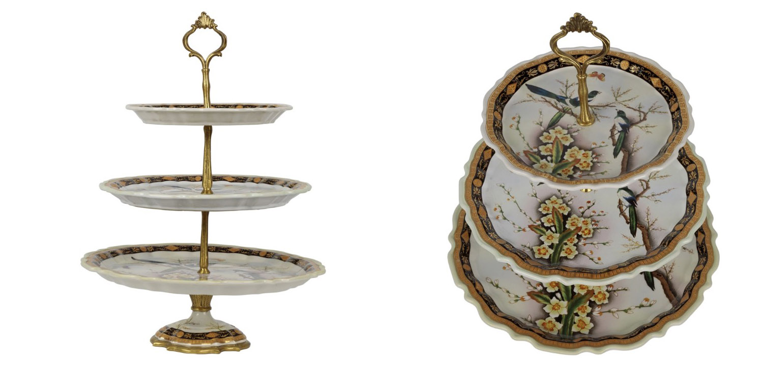 Блюдо трехъярусное Magpies on Cherry Blossom - фото