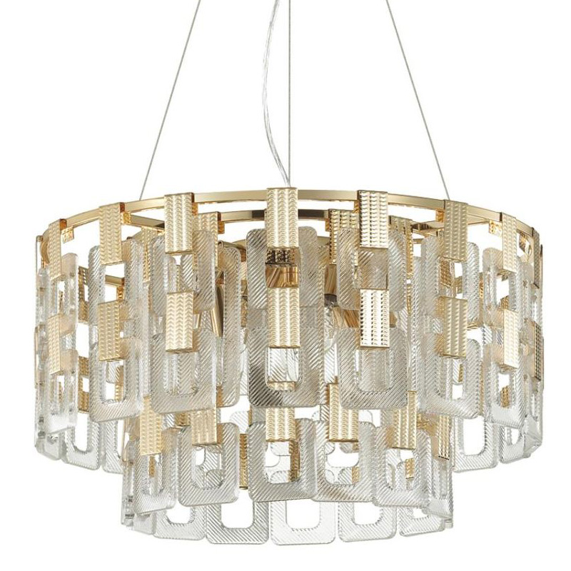 Люстра Ribbed Elements Pendant Round 52 Золотой Прозрачное Стекло во Владивостоке | Loft Concept 