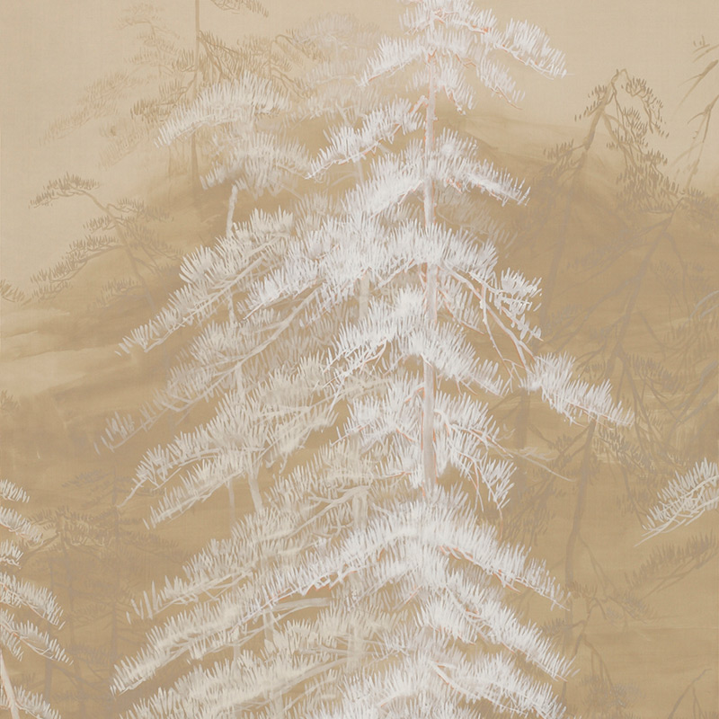 Обои ручная роспись Abstract Pines Original colourway on Stone Ochre dyed silk Обои ручная роспись Abstract Pines Original colourway on Stone Ochre dyed silk во Владивостоке | Loft Concept