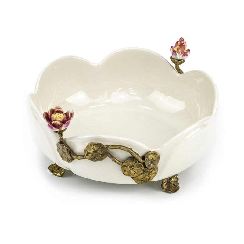 Блюдо Dish White Flower Бронза Белый Блюдо Dish White Flower Бронза Белый во Владивостоке | Loft Concept