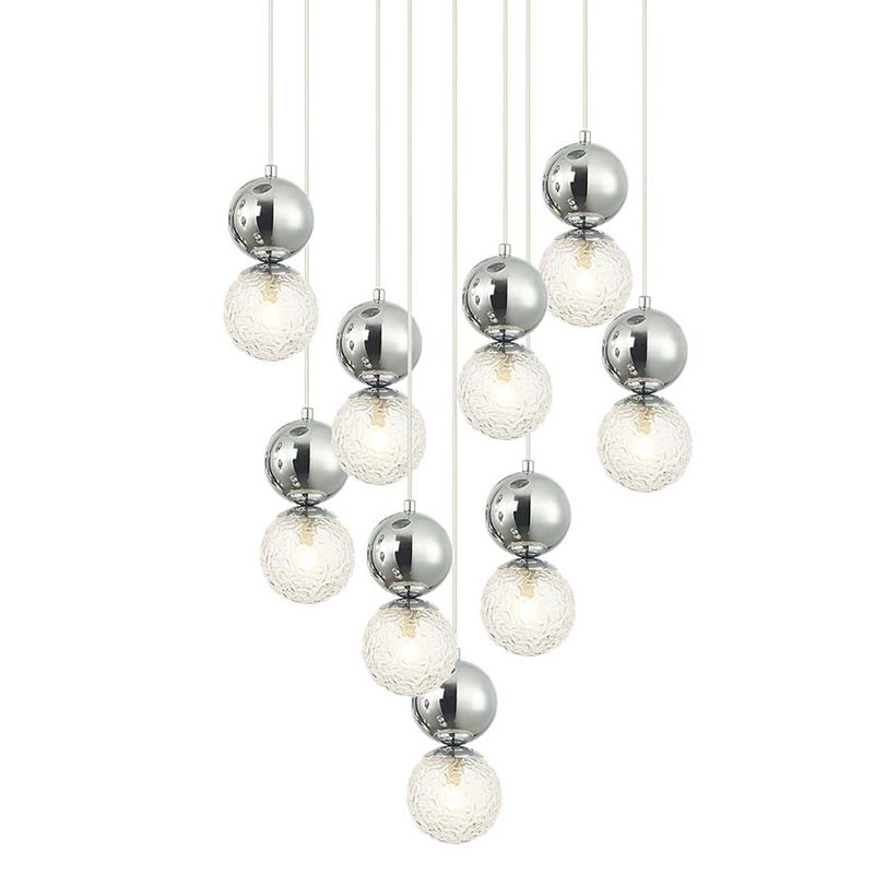 Люстра Lennert Chrome Cascade Chandelier Хром Прозрачное Стекло во Владивостоке | Loft Concept 