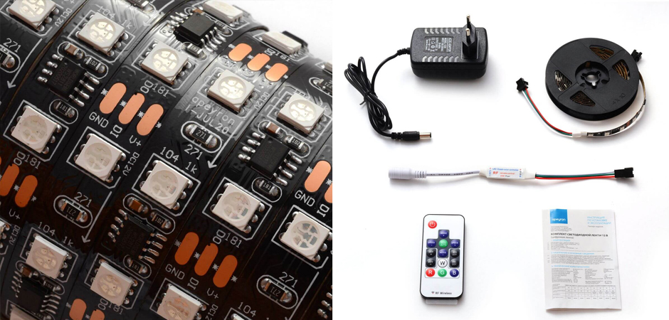 Комплект светодиодной ленты 14,4W/m 60Led/m 5050SMD разноцветный 2M Комплект светодиодной ленты 14,4W/m 60Led/m 5050SMD разноцветный 2M - Loft-Concept во Владивостоке