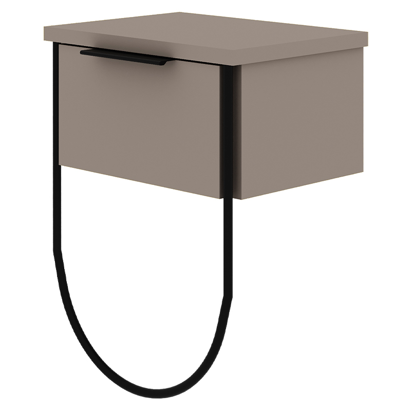 Прикроватная тумба бежево-серого цвета с откидной дверцей NORFOLK NIGHTSTAND LIGHT MOCHA Бежево-серый Черный Прикроватная тумба бежево-серого цвета с откидной дверцей NORFOLK NIGHTSTAND LIGHT MOCHA Бежево-серый Черный во Владивостоке | Loft Concept