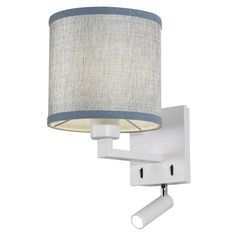 Бра с абажуром и поворотным спотом Trumpet Lamp White Серый Белый Бра с абажуром и поворотным спотом Trumpet Lamp White Серый Белый во Владивостоке | Loft Concept