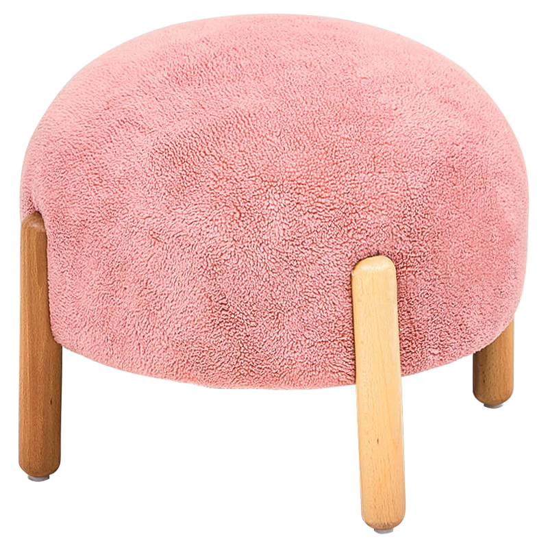 Пуф круглый на деревянных ножках Ralfie Pouf Pink Розовый Древесина Пуф круглый на деревянных ножках Ralfie Pouf Pink Розовый Древесина во Владивостоке | Loft Concept