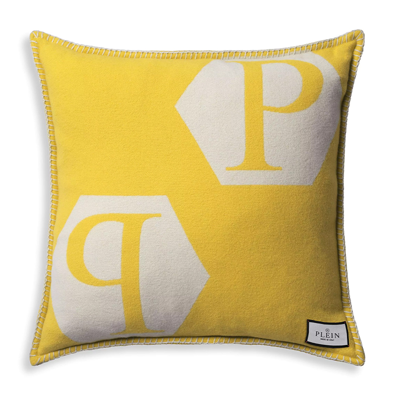 Подушка Philipp Plein Cushion Cashmere Yellow Желтый Белый Подушка Philipp Plein Cushion Cashmere Yellow Желтый Белый во Владивостоке | Loft Concept