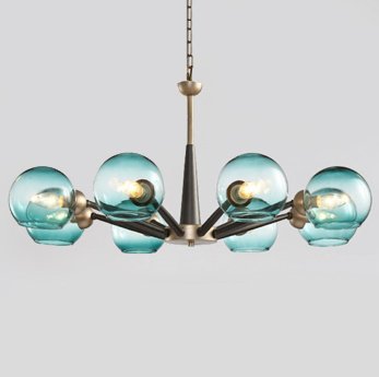 Люстра Thalia chandelier Blue glass Золотой Светло-голубой Черный Люстра Thalia chandelier Blue glass Золотой Светло-голубой Черный во Владивостоке | Loft Concept